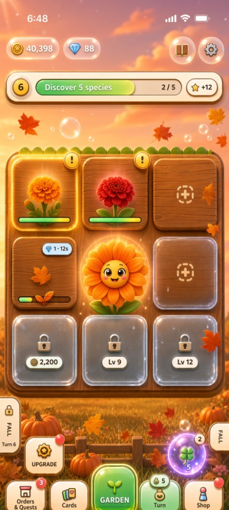 Fall garden - pumpkins and autumn leaves