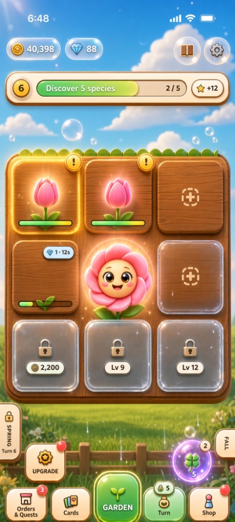 Spring garden - tulips and fresh greens